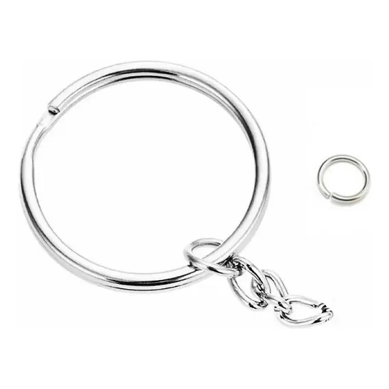 300 Pcs Argola Chaveiro C/ Corrente 25mm + Elo 8mm 300 Pçs Foto 1