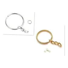 300 Pcs Argola Chaveiro+elo --150 Pcs Prata/150 Pcs Dourado Foto  mini 1