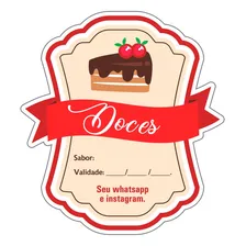 300 R贸tulos Adesivos Para Doces 6x5,5cm Cor Branco Desenho Impresso Personalizado Foto mini 1
