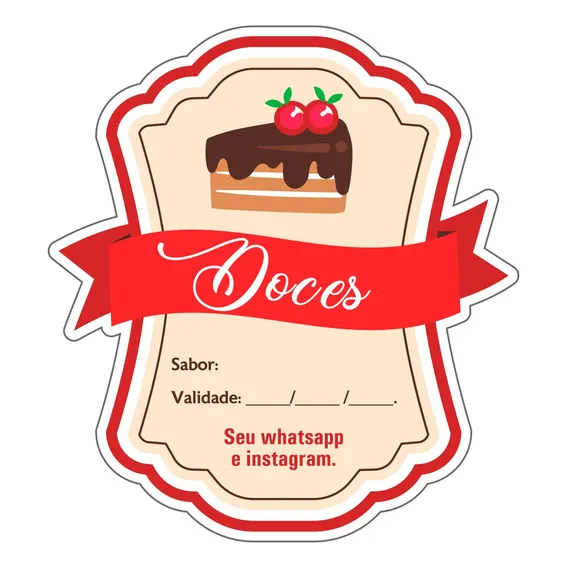 300 R贸tulos Adesivos Para Doces 6x5,5cm Cor Branco Desenho Impresso Personalizado Foto 1