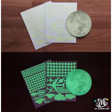 300pçs Brilha No Escuro Fosforescente Estrelas Lua Cometas. Cor Verde Foto mini 3