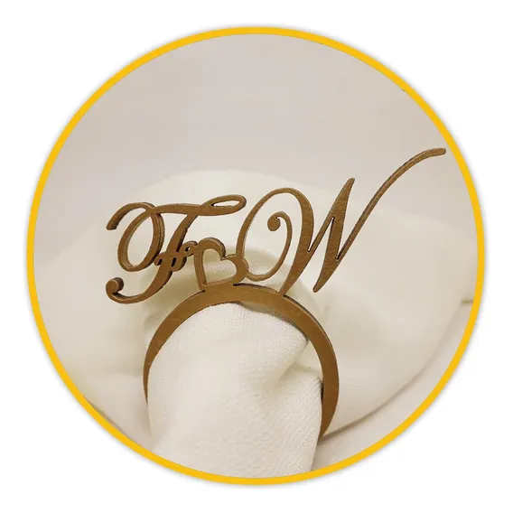 320 Anel Porta Guardanapo Personalizado P/ Casamento Cor Mdf Cru Foto 1