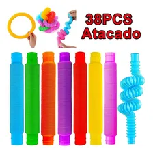 38 peças (por atacado) Pop Toys Fidget Tubes cor azul Foto mini 1