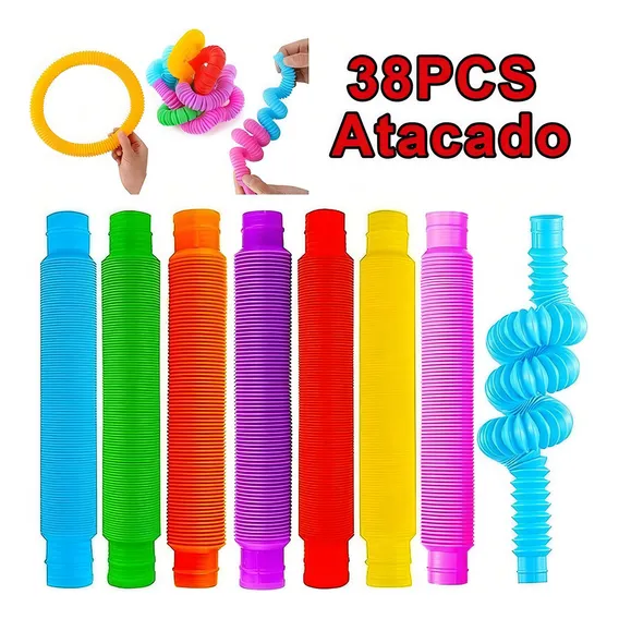 38 peças (por atacado) Pop Toys Fidget Tubes cor azul Foto 1