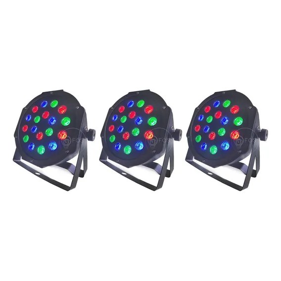3x Canhão Refletor Par64 Led 18x1w Cree Rgb Dmx Dj Festas 110v/220v Foto 1
