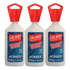 3x Cola Jeans Para Tecidos Grossos 100g Acrilex Foto mini 1