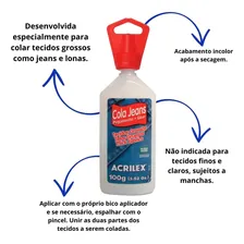 3x Cola Jeans Para Tecidos Grossos 100g Acrilex Foto mini 2