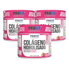 3x Colágeno Hidrolisado Vitamina C Betacaroteno 150g Profit Sabor Morango Foto mini 1