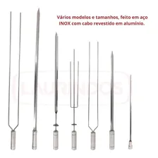 3x Espeto Espada Inox 40cm Cabo Revestido AlumÃnio Churrasco Foto mini 3