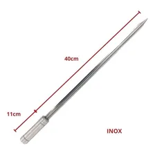 3x Espeto Espada Inox 40cm Cabo Revestido AlumÃnio Churrasco Foto mini 2