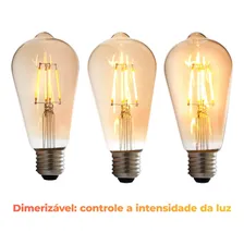 3x Lâmpada Retrô Filamento Led Dimerizável Edison 110 220 4w Luz 2300 110V Foto  mini 1