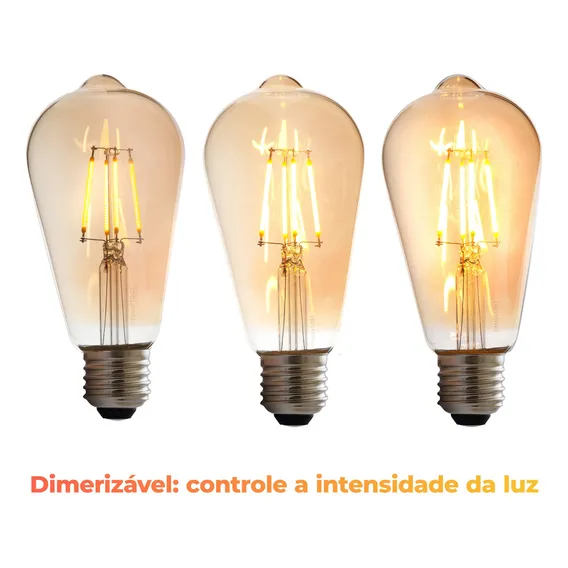 3x Lâmpada Retrô Filamento Led Dimerizável Edison 110 220 4w Luz 2300 110V Foto 1