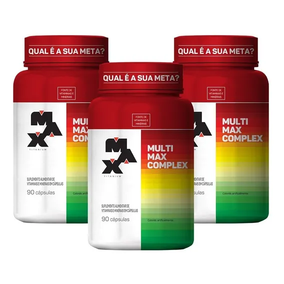 3x MultivitamĂnico Multimax 90 Cápsulas - Max Titanium Sabor Sem Sabor Foto 1