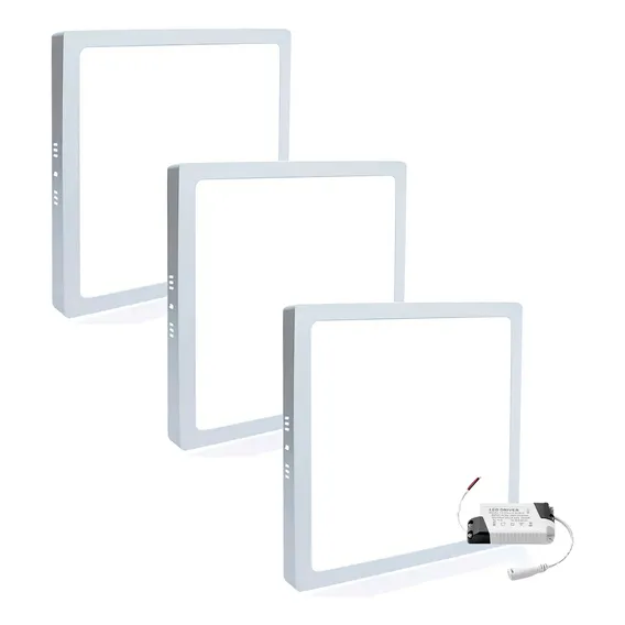 3x Painel Plafon Led 18w Quadrado Sobrepor 4000k Neutro Foto 1