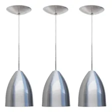 3x Pendente Soft Copo Lustre Luminária Estrutura Escovado com interno Branco 127/220V Foto  mini 1