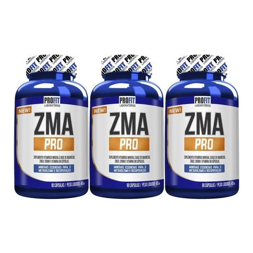 3x Pré Hormonal Testosterona Zma Pro C/ Cromo 90cap - Profit Sabor Sem Sabor Foto 1