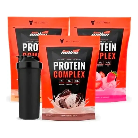 3x Protein Complex - 900g Cada Refil - New Millen Sabor Chocolate Foto 1