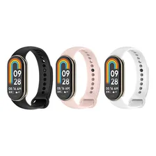 3x Pulseira Silicone Para Smartband Mi Band 9 Miband 9 Cor Preto / Rosa Areias / Branco Largura Da Pulseira 15 Cm Foto mini  2