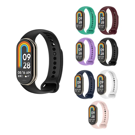 3x Pulseira Silicone Para Smartband Mi Band 9 Miband 9 Cor Preto / Rosa Areias / Branco Largura Da Pulseira 15 Cm Foto 1