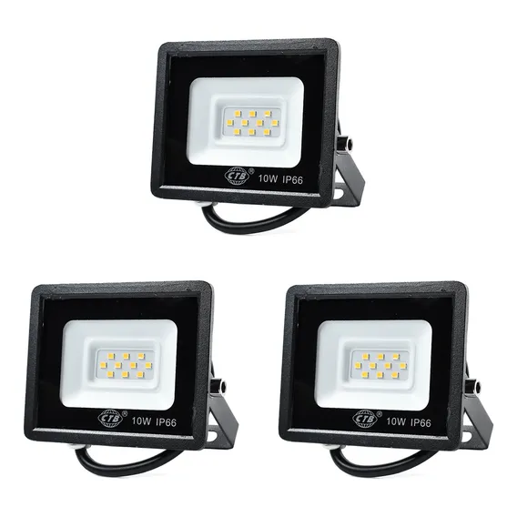 3x Refletor Holofote Led 10w Bivolt Branco Frio Prova D'Ã gua Foto 1