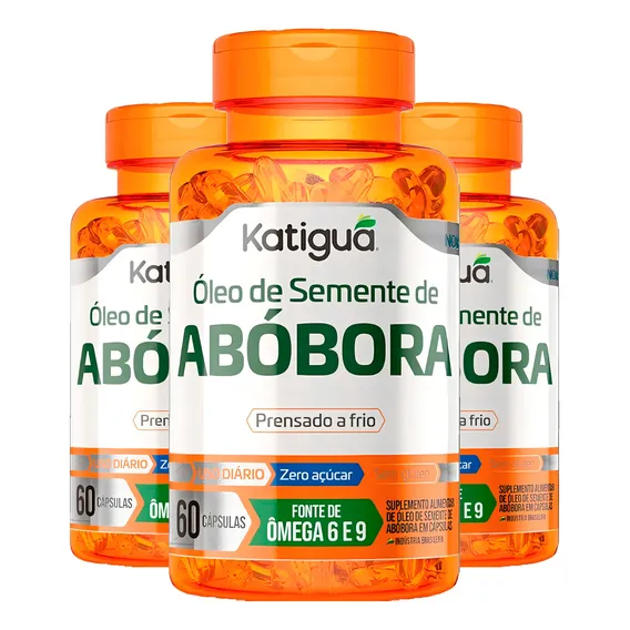 3x Suplemento Em C谩psulas Katigua 脫leo Semente De Ab贸bora Sabor Sem Sabor Foto 1