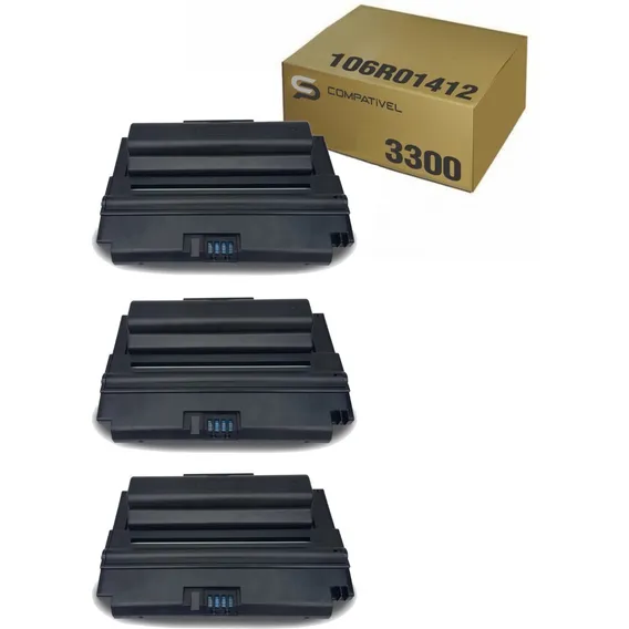3x Toner CompatÃvel P/ Uso Xerox Phaser 106r01412 3300 Mfp Foto 1