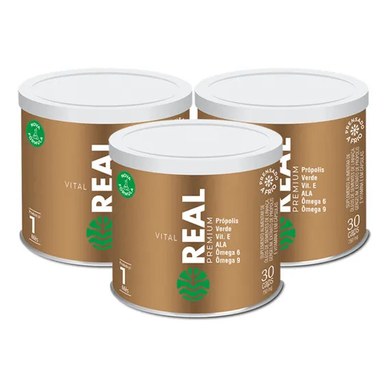 3x Vital Real Pr贸polis Verde 750mg Vital 脗tman 30 Capsulas Sabor Sem Sabor Foto 1