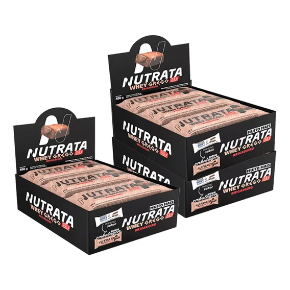 3x Whey Bar Grego - Caixa Com 12 Unidades Cada - Nutrata Sabor Brigadeiro Foto 1