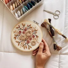 4 Bastidor 16cm de Bambu C/ Regulador Bordar Bordado Ponto Russo Cor Marrom-claro Foto mini 4
