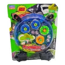 4 Beyblade Metal Led 5d + Lançador + Pião Tornado Com Arena Foto  mini 1