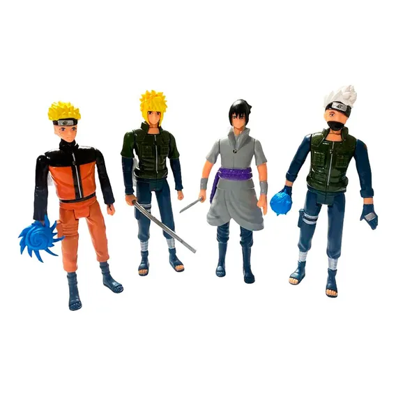 4 Bonecos Naruto Articulado Acessórios Sasuke Kakashi Minato Foto 1