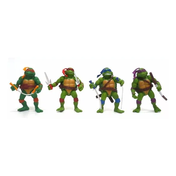 4 Bonecos Tartarugas Ninjas & Acess贸rios Brinquedo Infantil Foto 1
