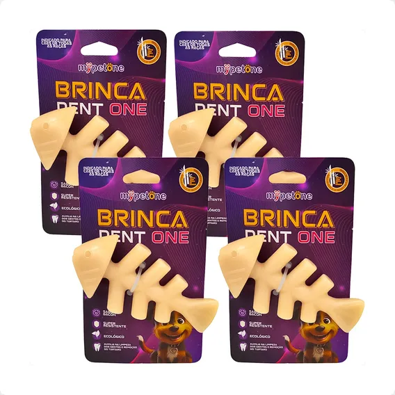 4 Brinquedo Osso Bamboo Brinca Dent One Sabor Bacon - Peixe Foto 1