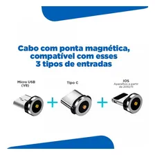 4 Cabos Carregador Magnético 3 Em 1 Lightning Tipo C Atacado Cor Kit 4 Cabos Foto mini  2