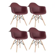 4 Cadeiras Cozinha Eames Wood Daw Com Braços Cores Estrutura da cadeira Marrom Foto mini 1