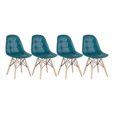 4 Cadeiras Estofadas Capitonê Eames Botonê Cores Assento Turquesa Foto mini 1
