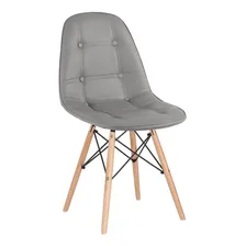 4 Cadeiras Estofadas Capitonê Eames Botonê Cores Assento Cinza Foto mini  2