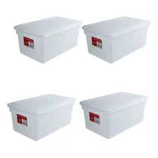 4 Caixas Organizadoras Bioprátika Multiuso Pleion 8l C/tampa Cor Branco Foto mini 1