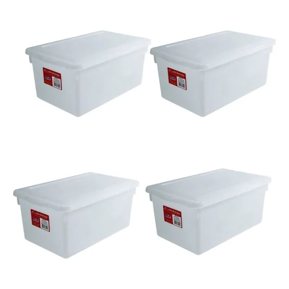 4 Caixas Organizadoras Bioprátika Multiuso Pleion 8l C/tampa Cor Branco Foto 1