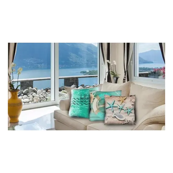4 Capas De Almofada Casa De Praia Náuticas Cor Azul Náutico Foto 1