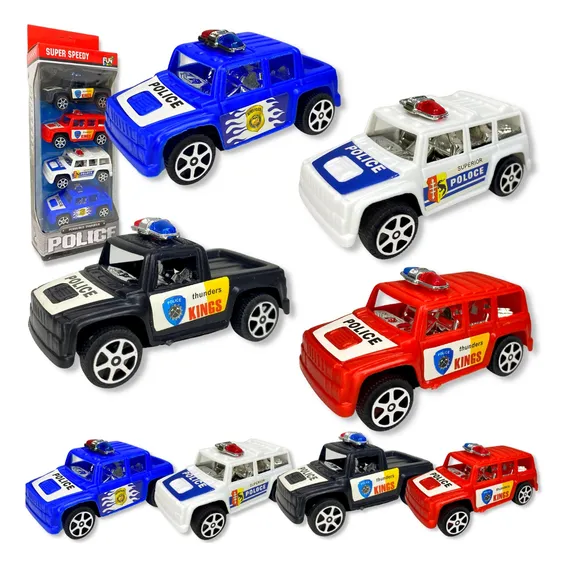 4 Carrinhos Da Policia A Fricçao Carro Brinquedo Foto 1