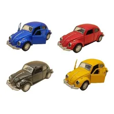 4 Carrinhos De Ferro Carro Fusca Fricção Fusquinha Miniatura Foto  mini 1