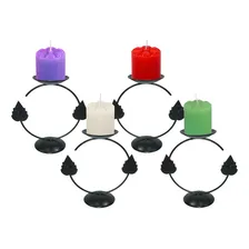4 Castiçal Coroa Advento 4 Velas Candelabro Porta Vela Mesa Foto  mini 1