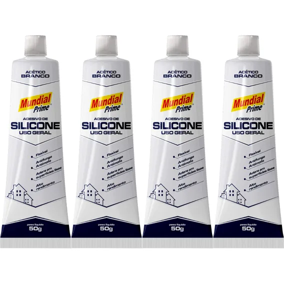 4 Cola Silicone Acético Selante Vedante Branco Uso Geral 50g Foto 1