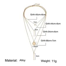 4 Gargantilhas Choker Estrela Circulo Bastões C7965 Cor Dourado Foto mini 2