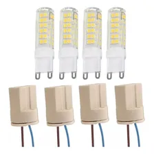 4 Lampada Led Halopim G9 5w + 4 Soquete G9 Rabicho Luz Branco-quente 127/220V Foto mini 1