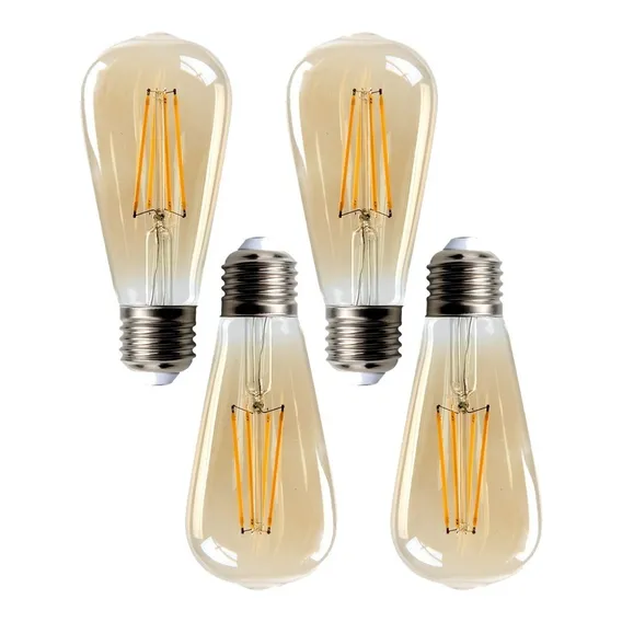 4 Lâmpada Led Thomas Edison 4w St64 E27 Ambar Cor da luz Branco-quente 110V/220V Foto 1