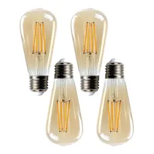 4 Lâmpada Led Thomas Edison 4w St64 E27 Ambar Cor da luz Branco-quente 110V/220V Foto mini 1