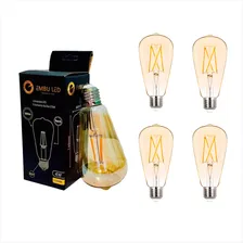 4 Lâmpada Led Thomas Edison 4w St64 E27 Ambar Cor da luz Branco-quente 110V/220V Foto mini 2