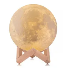 4 Lua Cheia 3d Led Abajur Luminária 12cm Lampada + Suporte Cúpula Amarela Estrutura Amarela Foto mini 2